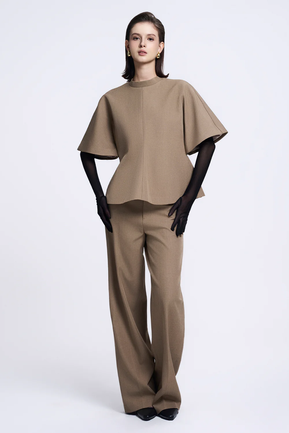 Mara Straight Wide Sleeved Twill Top