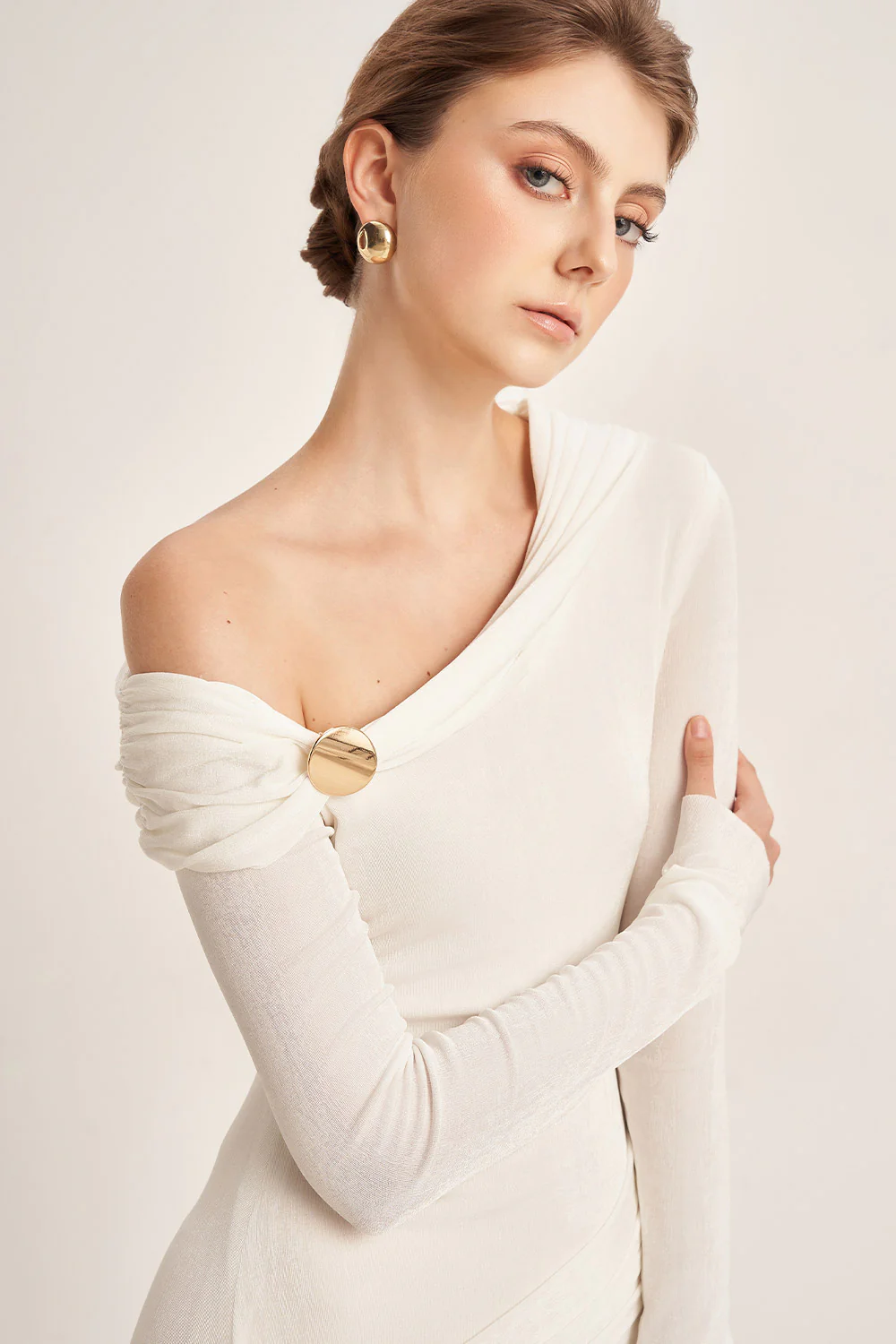 Dandelion Sheath Long Sleeved Elastic Cotton Floor Length Dress