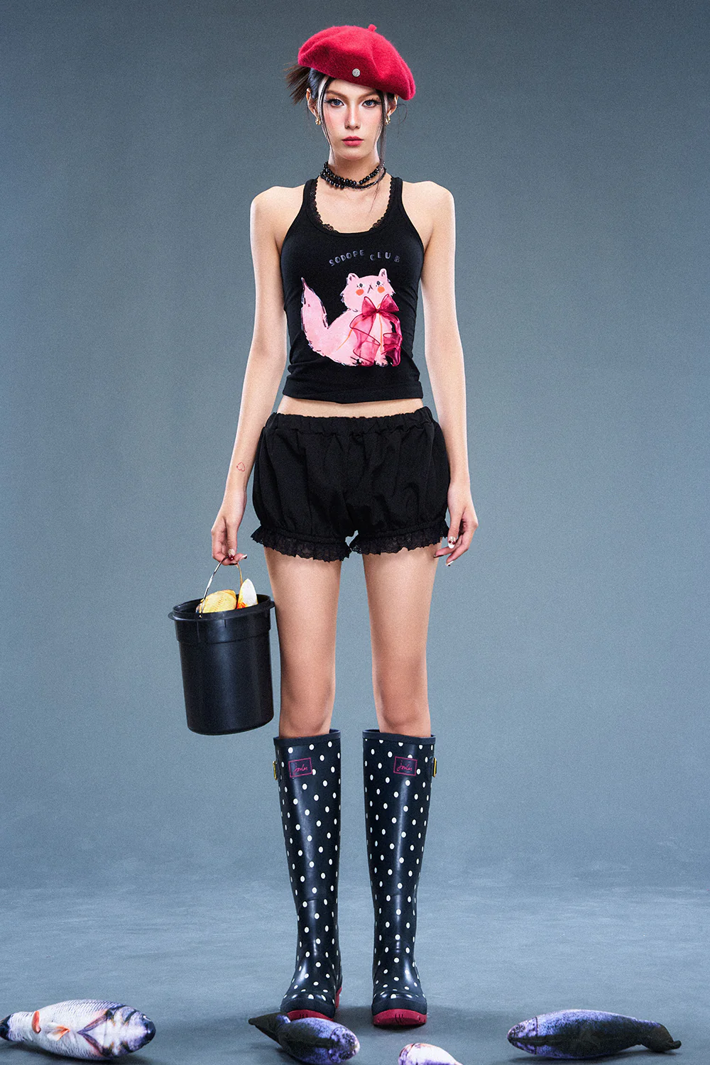 Noir Bubble Cotton Shorts