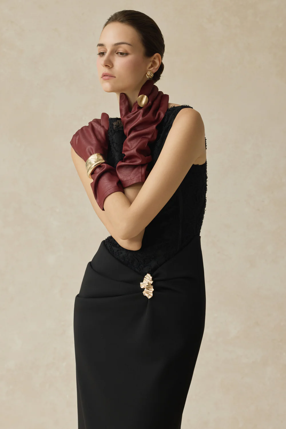 Serephira Pencil Draped Midi Dress