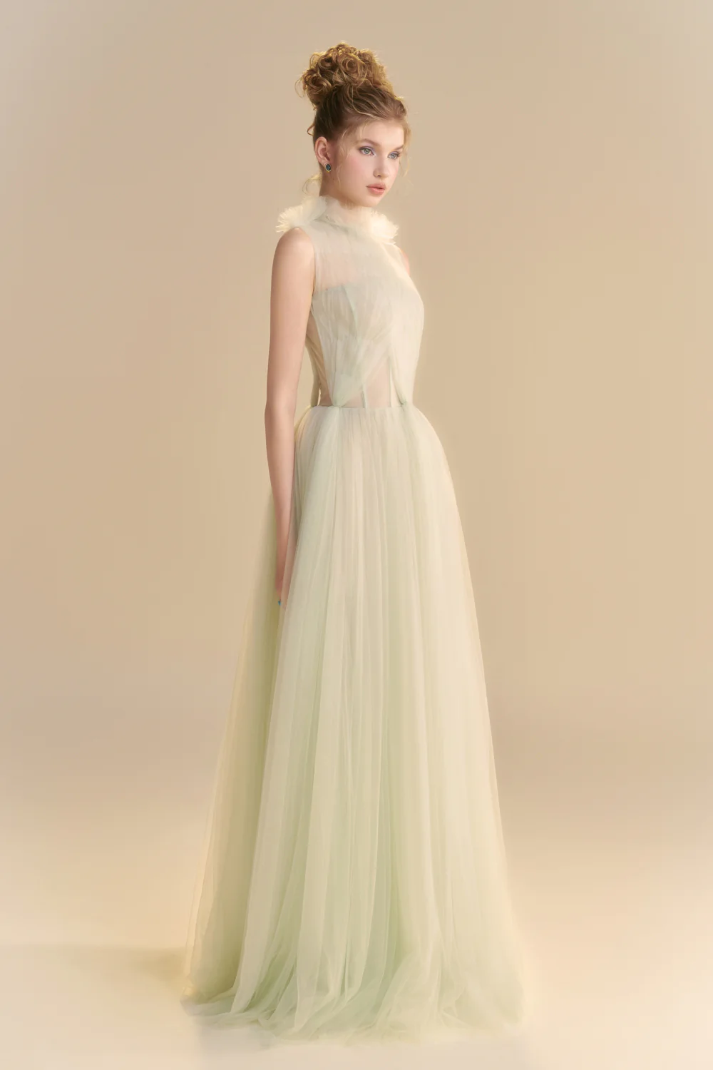 Delysia High Neck Gathering Maxi Dress