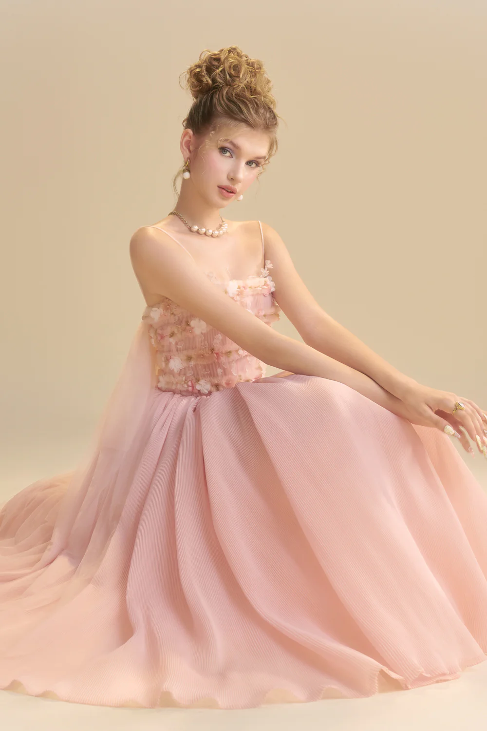 Lullaby Square Neck Applique Midi Dress