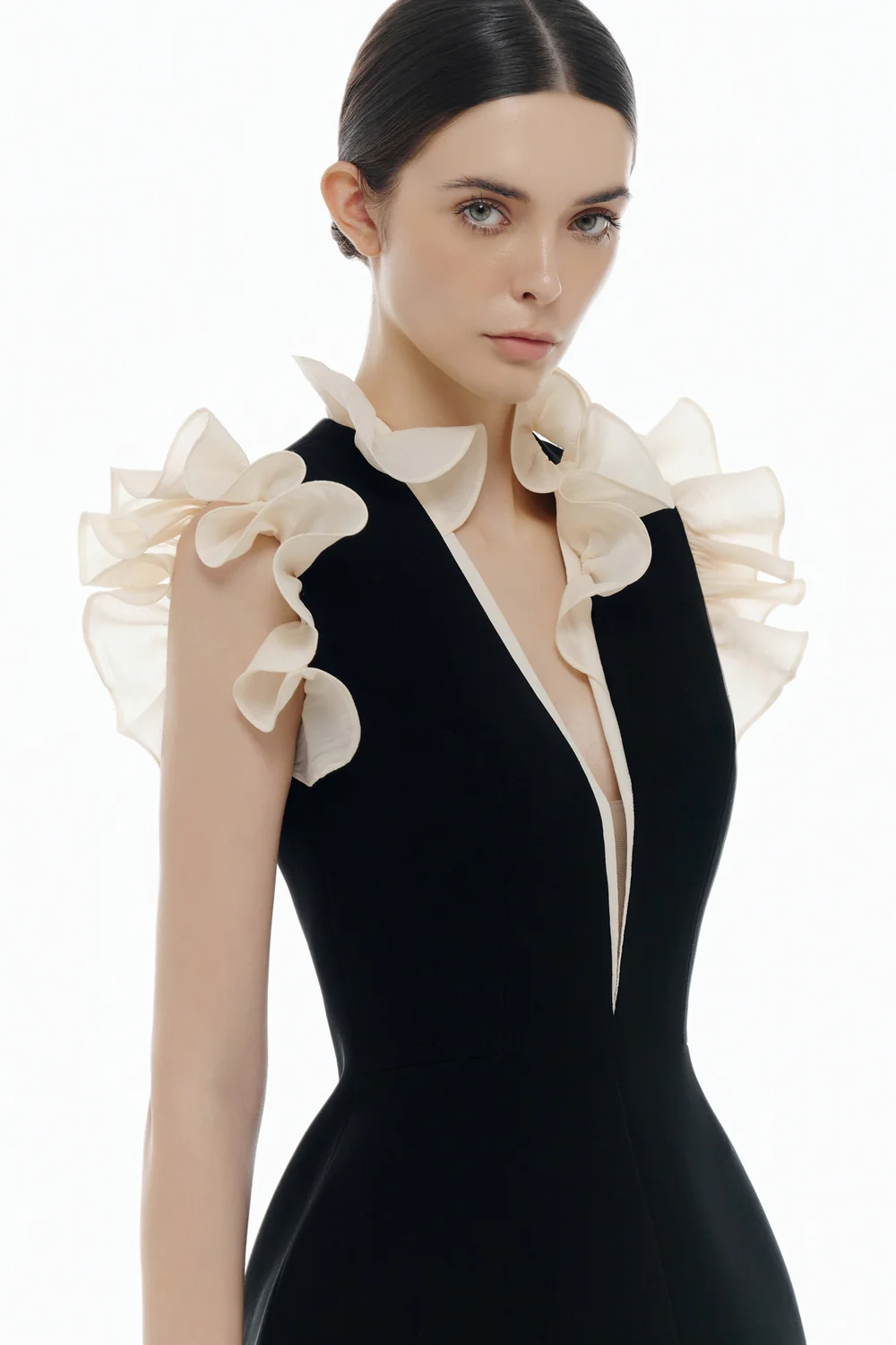 Celeste V-Neck Gathering Mini Dress