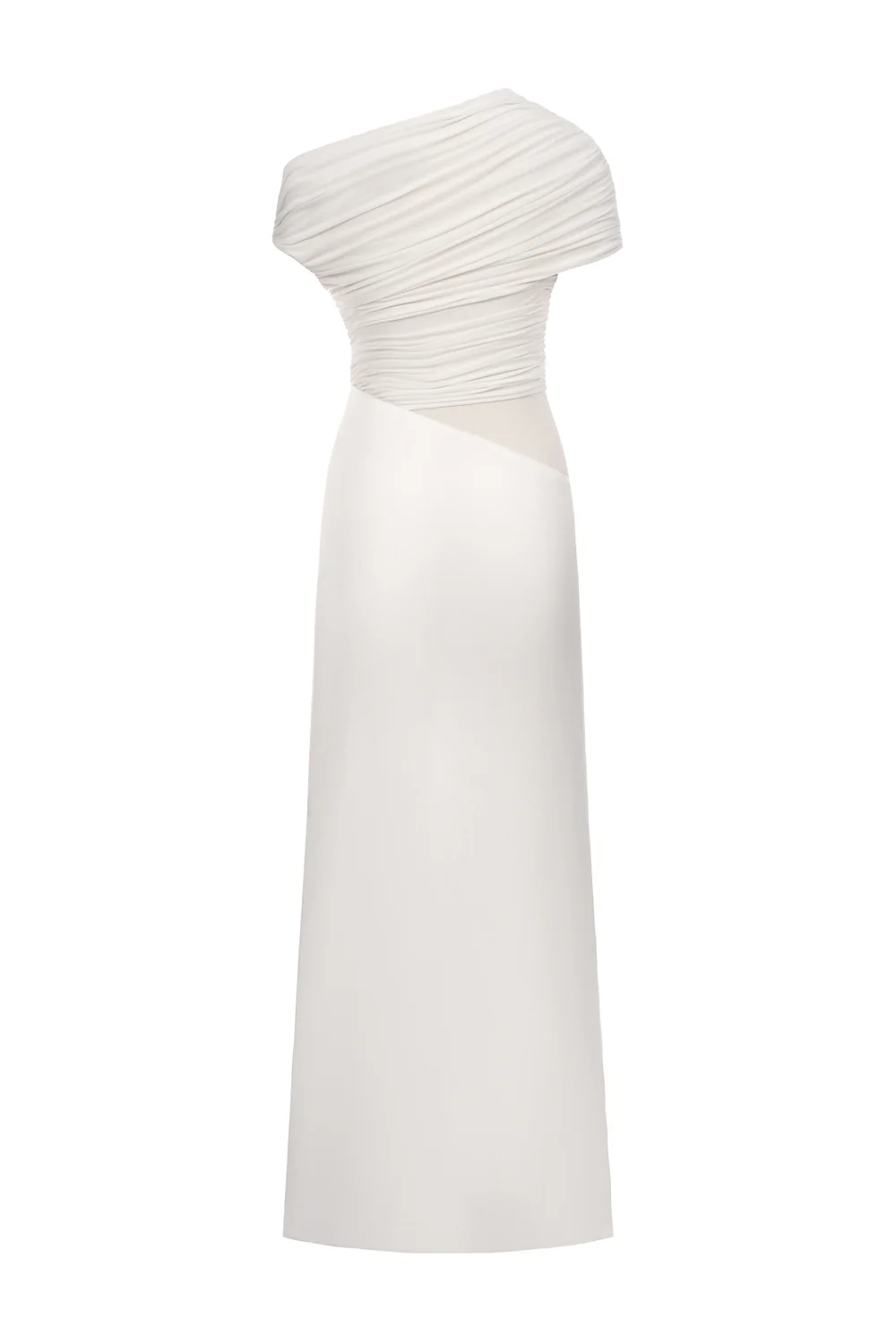 Enya Asymmetric Neck Gathering Maxi Dress