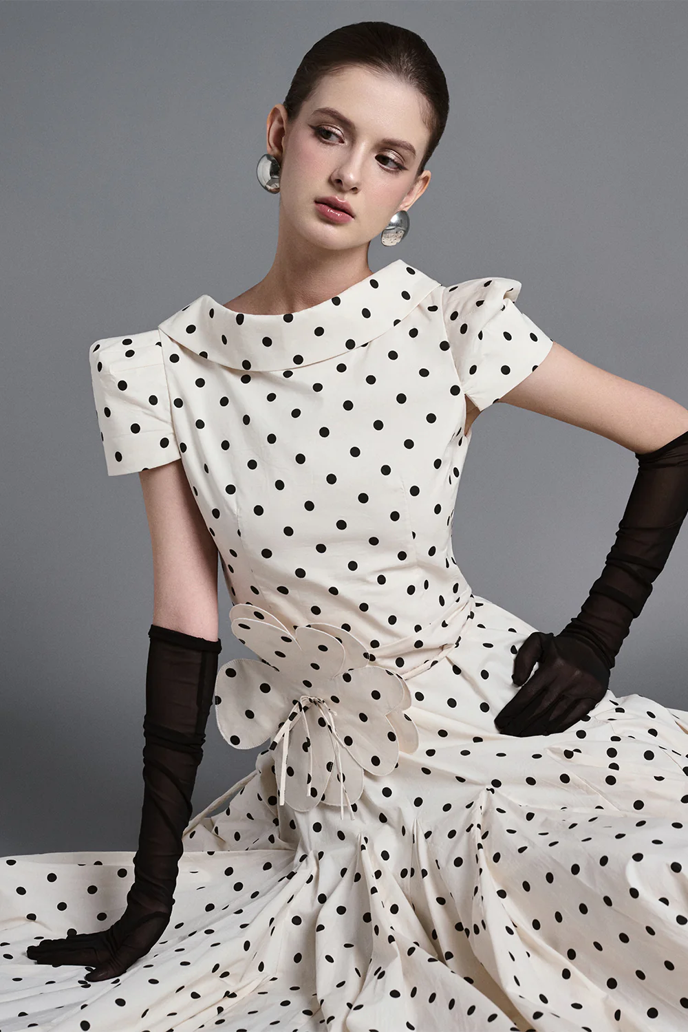 Tess A-line Boat Neck Silk Cotton Blend Midi Dress