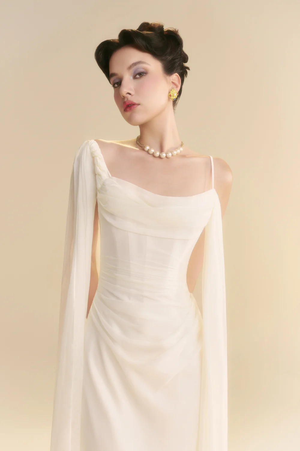 Larmes Sheath Draped Maxi Dress