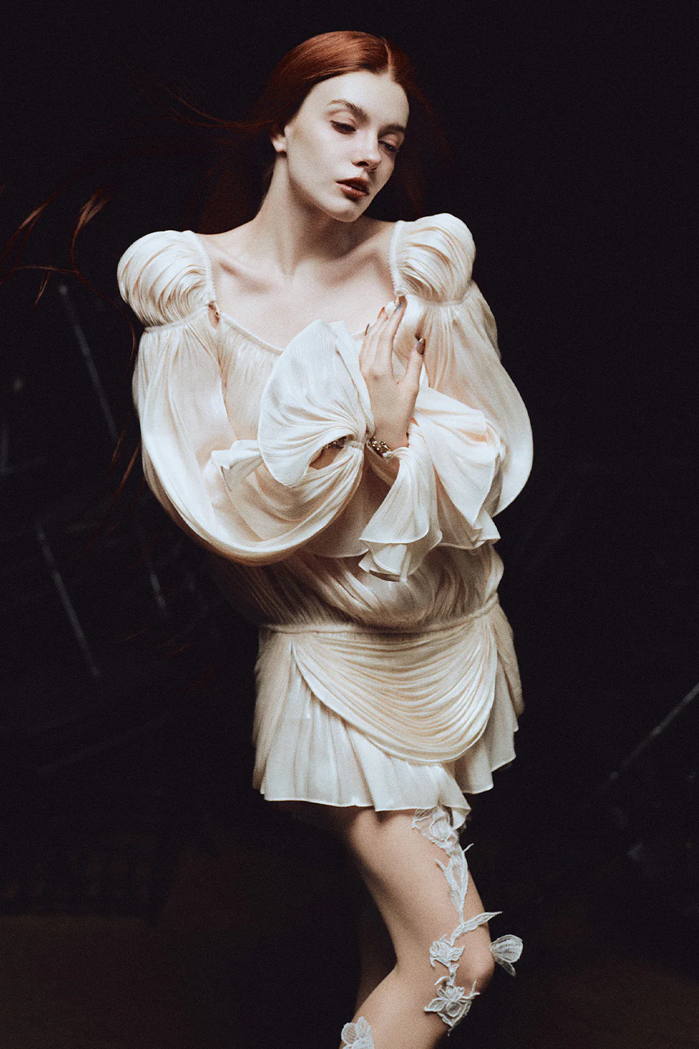 Arcadia Blouson Draped Mini Dress