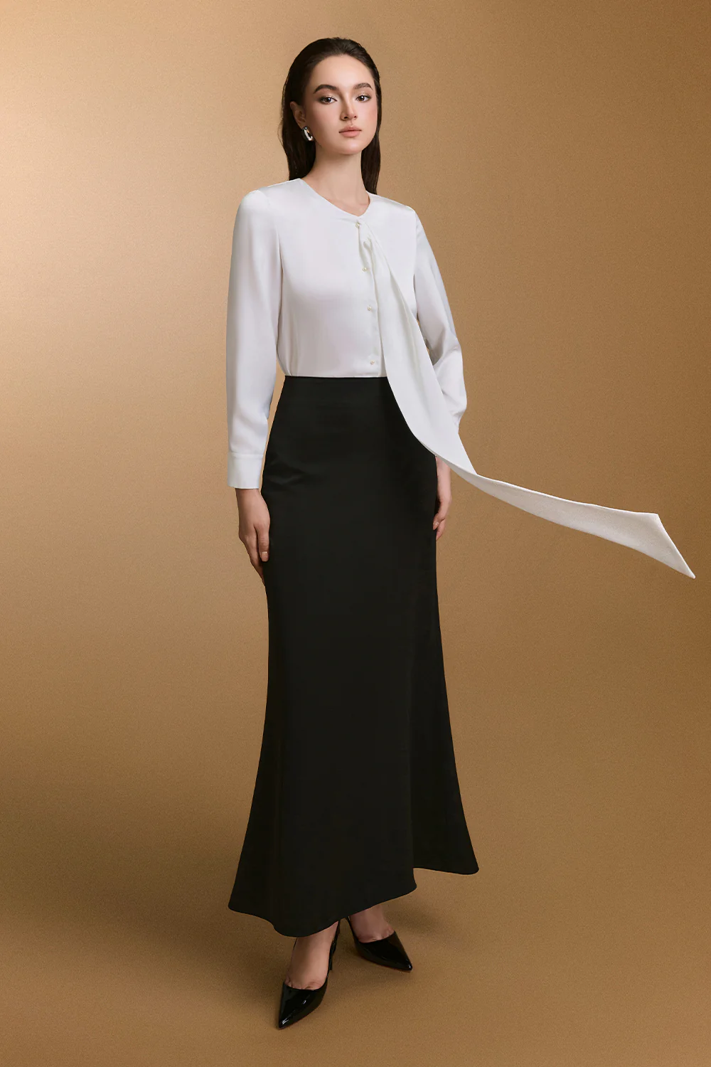 Paxton A-line Synthetic Silk Skirt