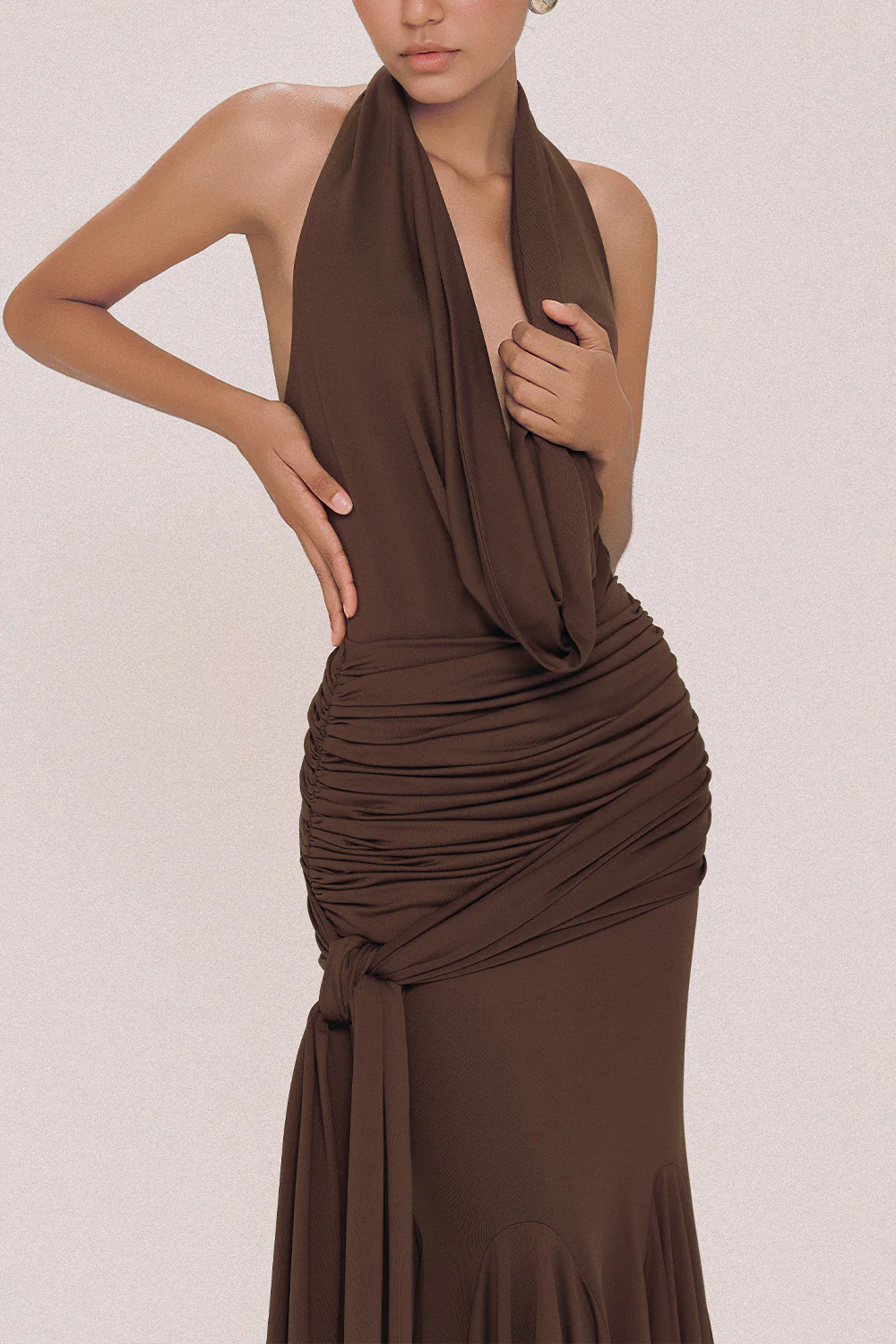 Venus Mermaid Halter Neck Spandex Maxi Dress
