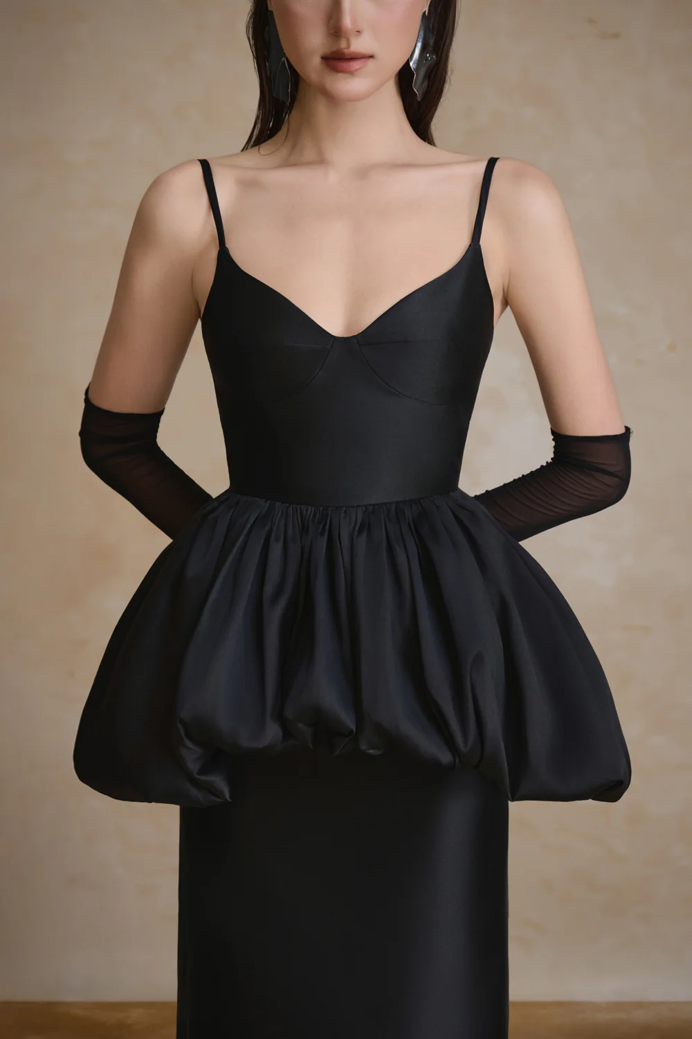 Lullaby Peplum Gathering Maxi Dress