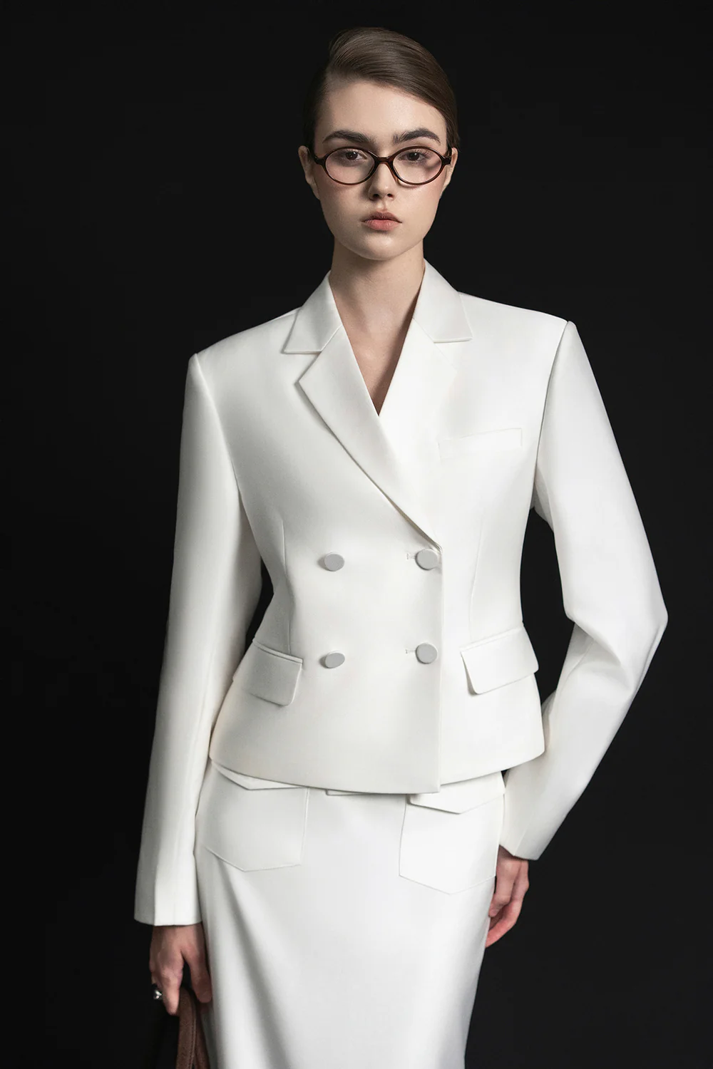 Joe Cropped Double Breasted Twill Jacket