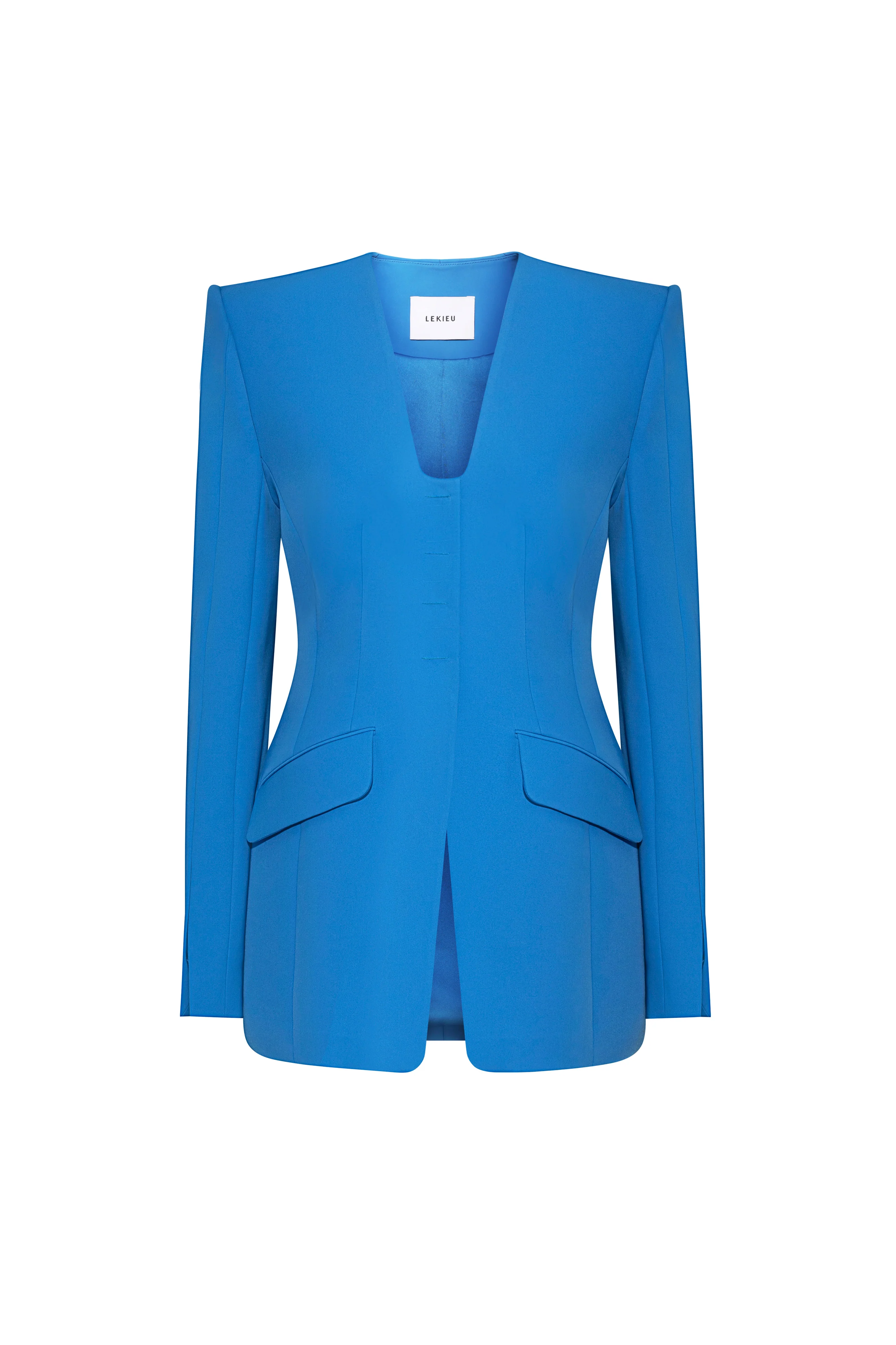 Montrouge Straight Square Shoulder Silk Crepe Blazer