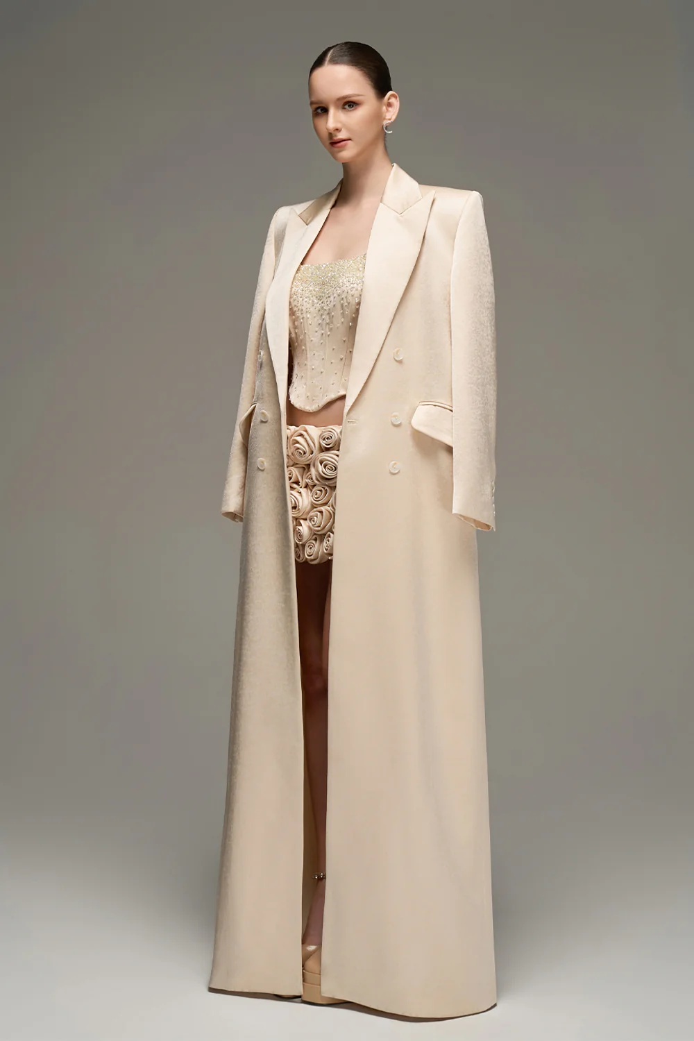 Yara Notched Taffeta Trench Coat