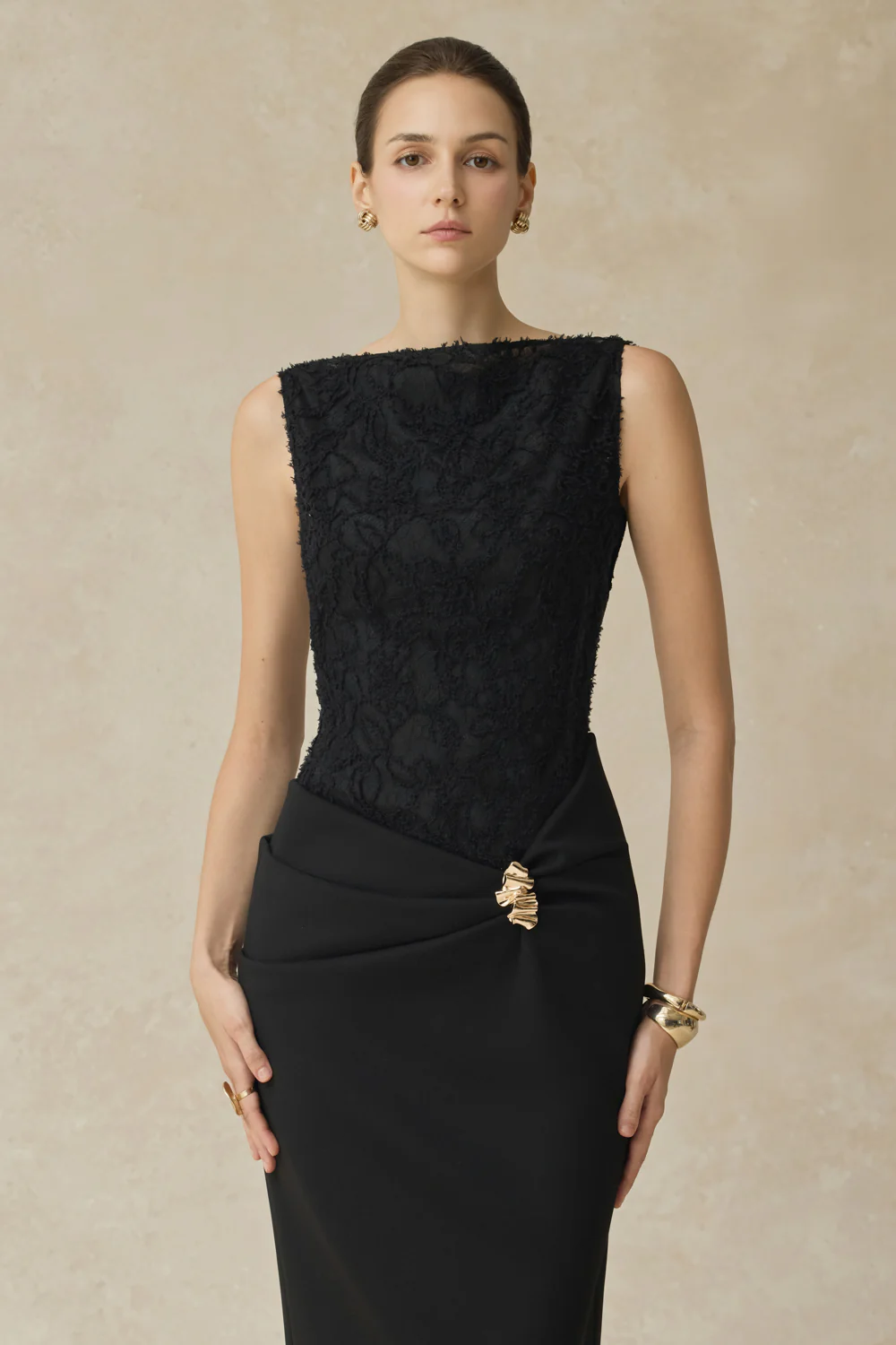 Serephira Pencil Draped Midi Dress