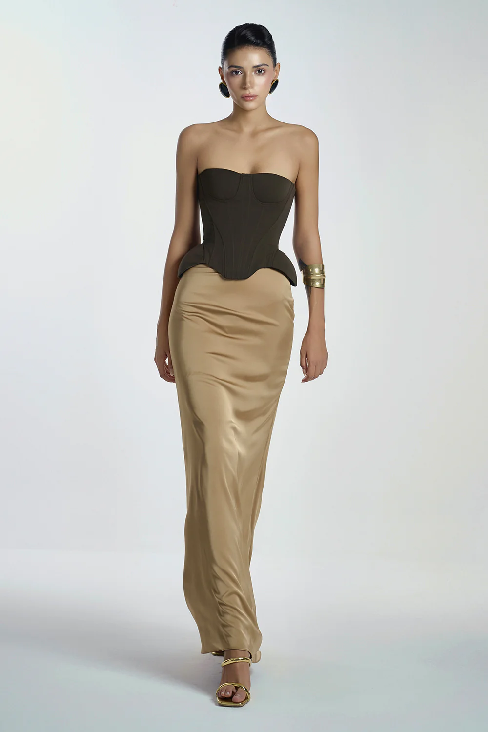 Kim A-line Plain Silk Maxi Skirt