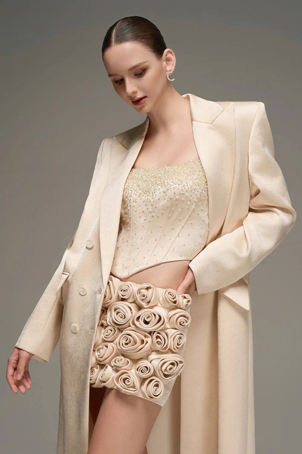 Yara Notched Taffeta Trench Coat