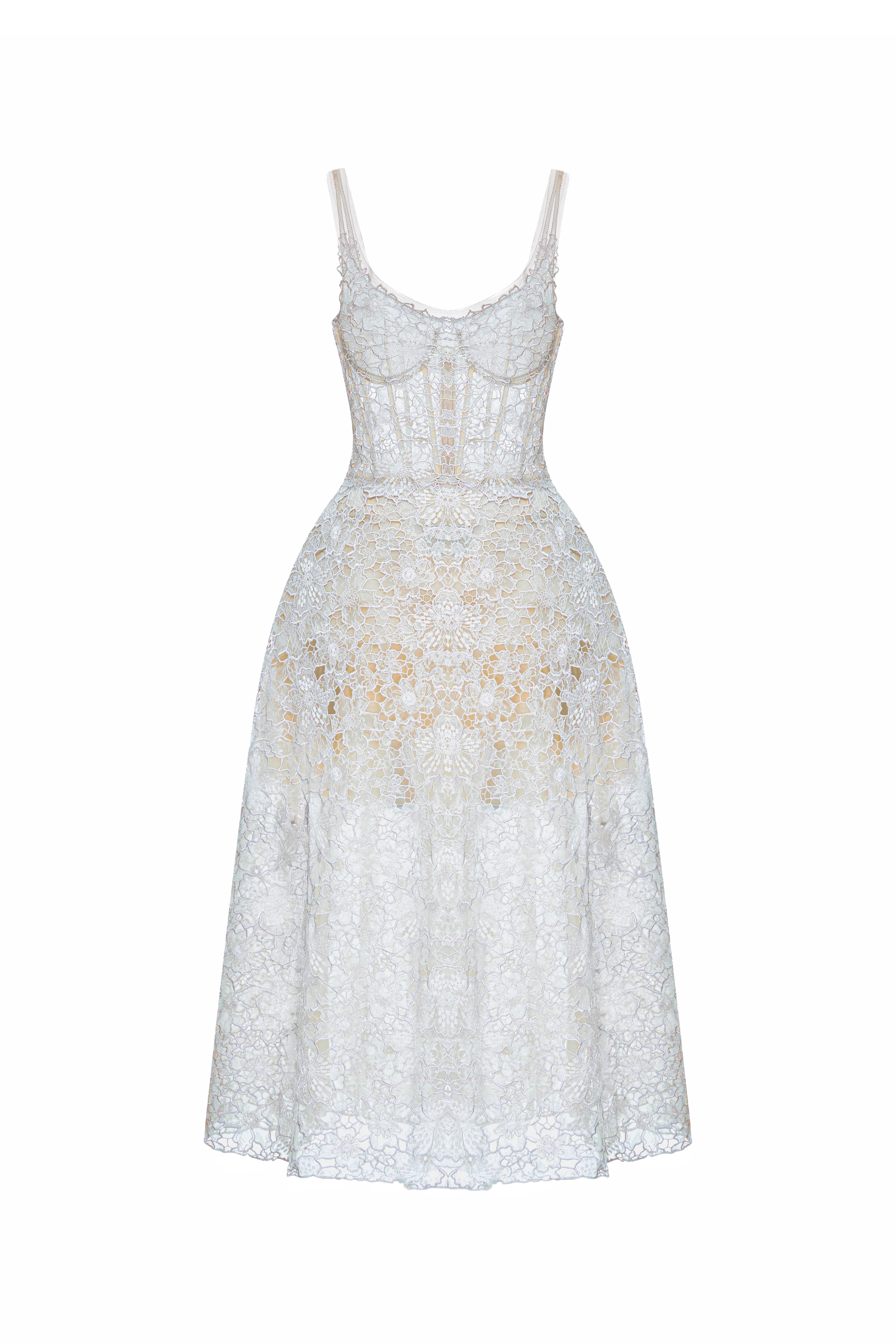 Coralie Scoop Applique Midi Dress