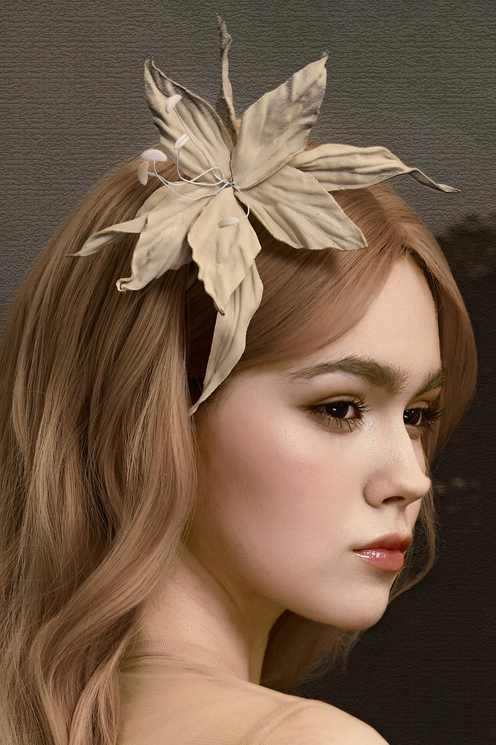 Oriental Lily Cotton Brooch