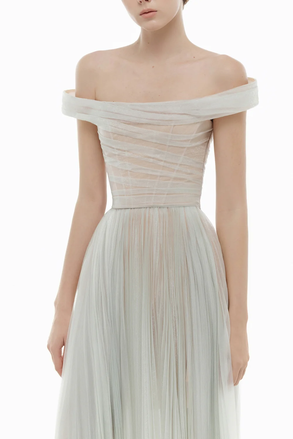 Evangeline Off-Shoulder Draped Midi Dress