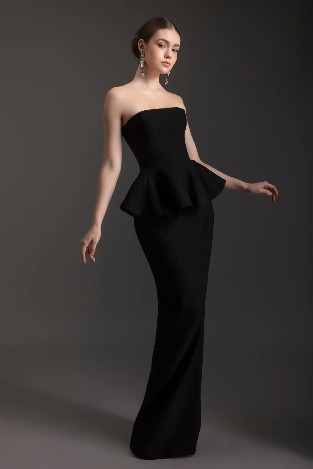 Gwen Peplum Crepe Maxi Dress