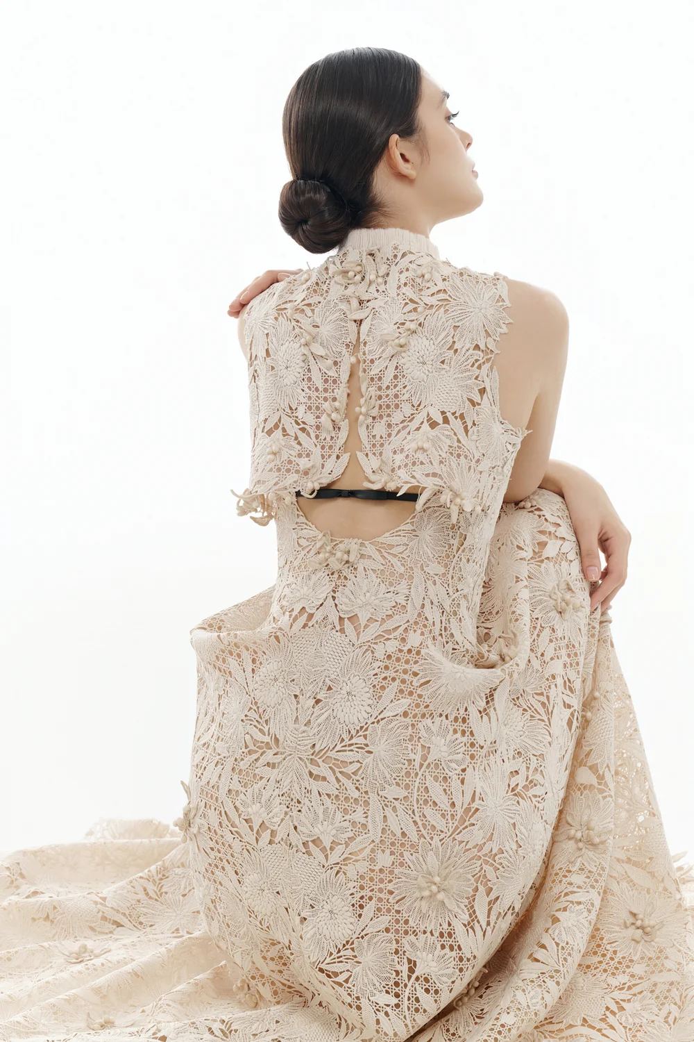 Odette High Neck Applique Maxi Dress