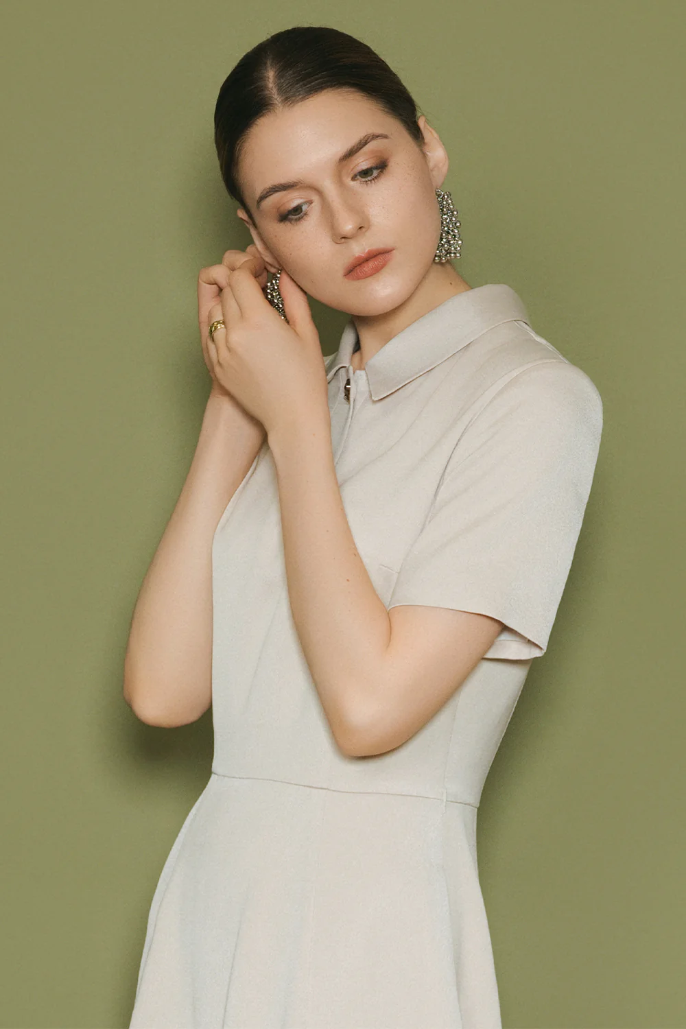 Alba Collared Button Midi Dress