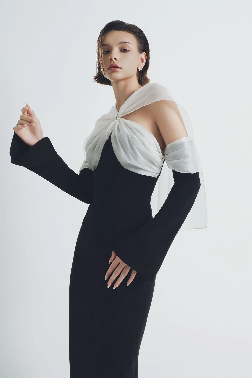 Mysty Straight Cape Shoulder Polycotton Ankle Length Dress