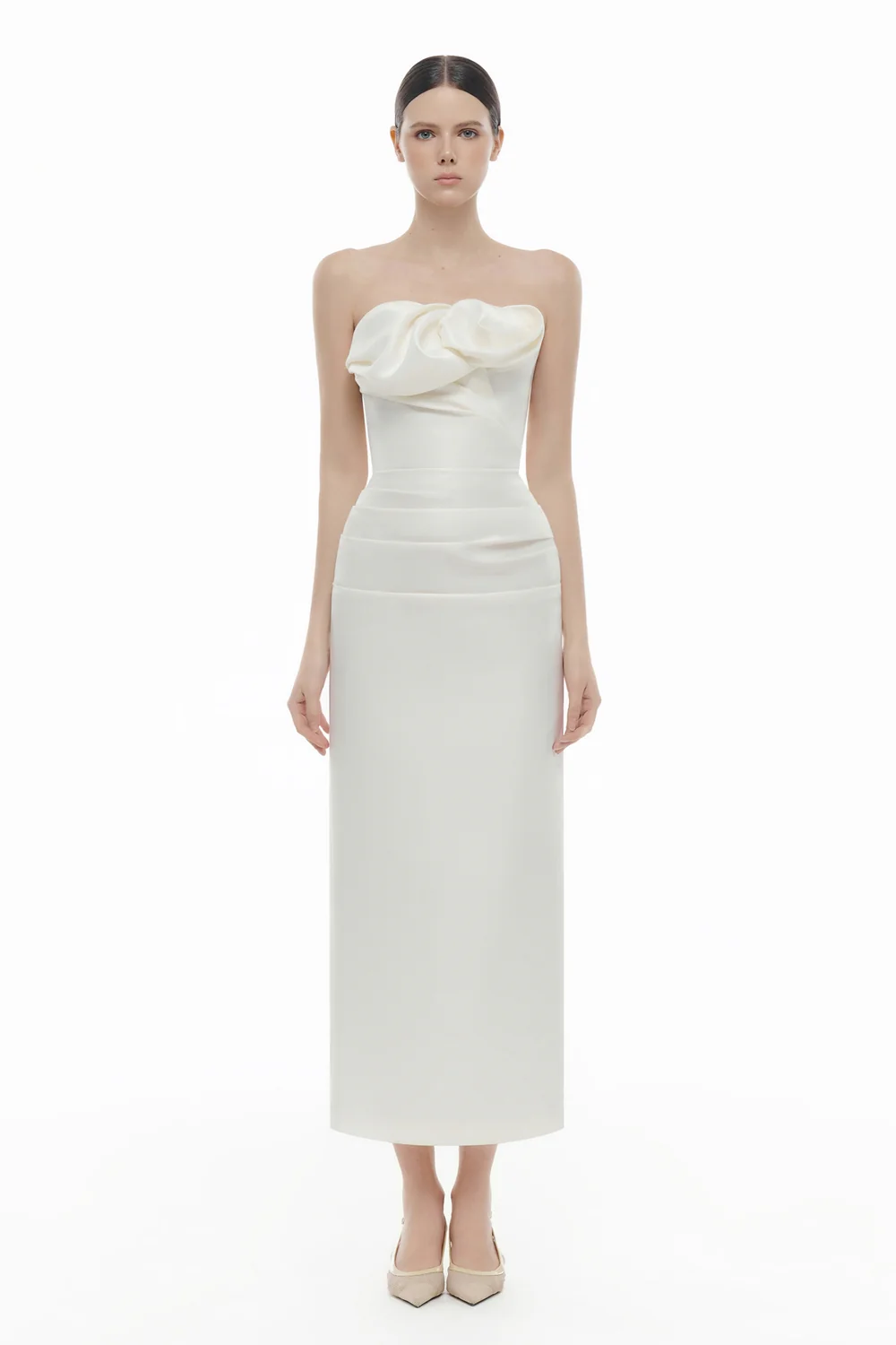 Lucienne Curved Draped Midi Dress