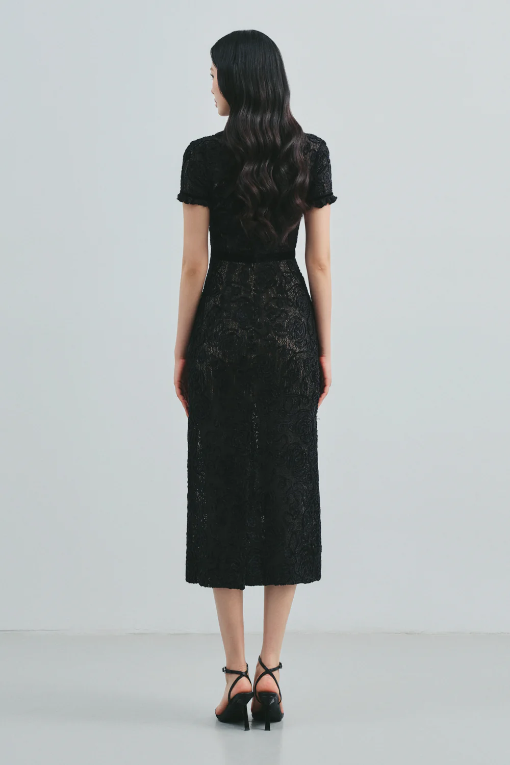 Delphia Round Neck Ribbon Midi Dress