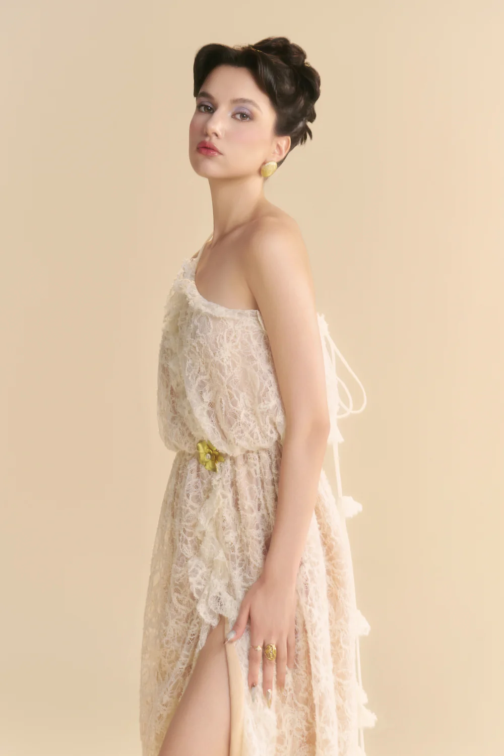 Ivoria Blouson Ruffle Maxi Dress