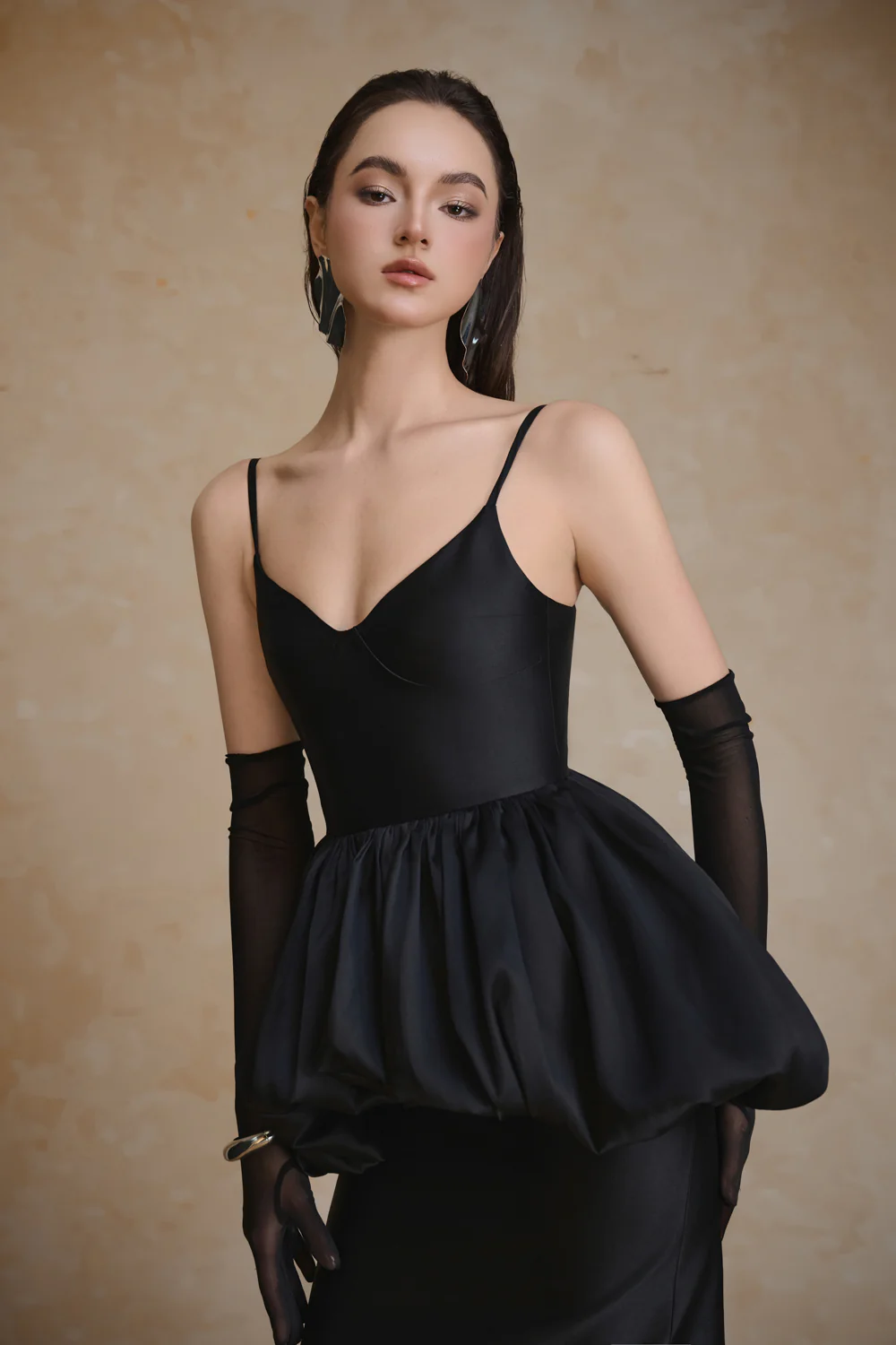 Lullaby Peplum Gathering Maxi Dress