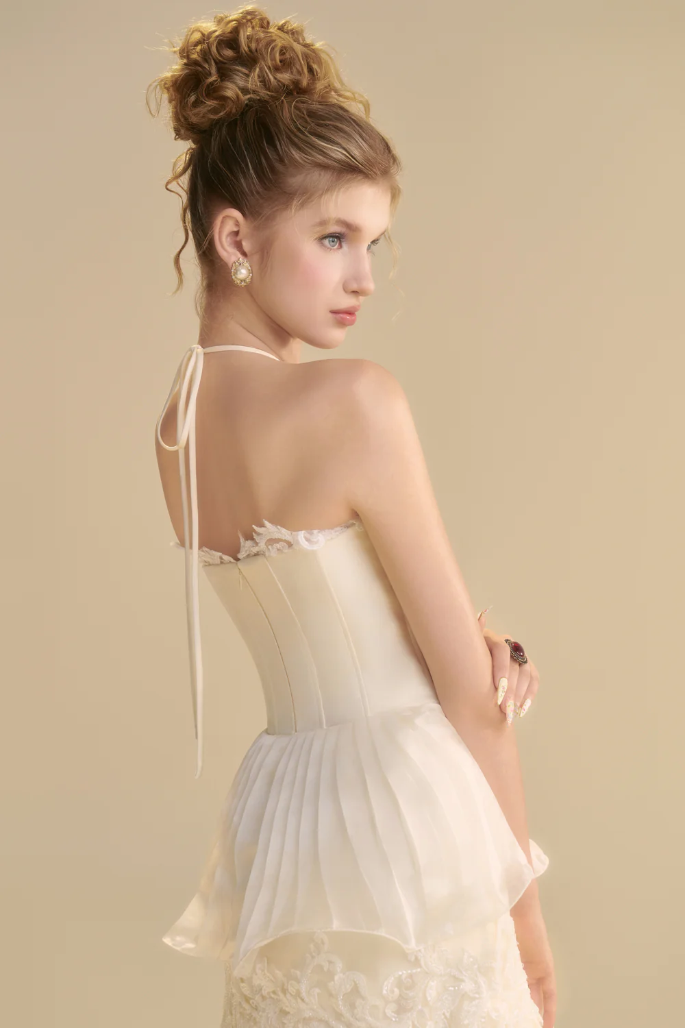 Reverie Halter Neck Pleated Maxi Dress