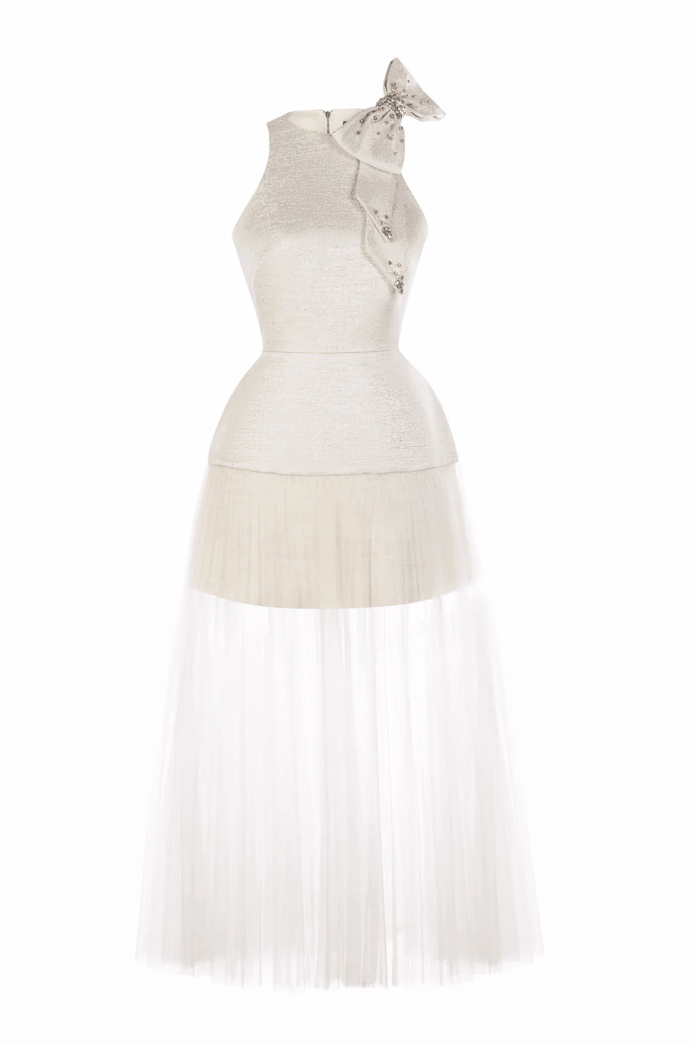 Mercy A-line Sleeveless Jacquard Midi Dress