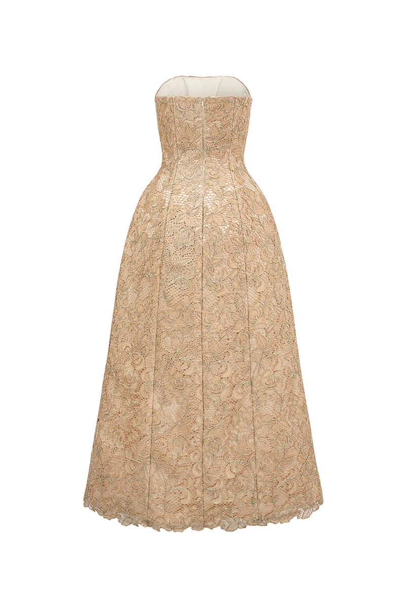 Paulina Straight Across Lace Maxi Dress