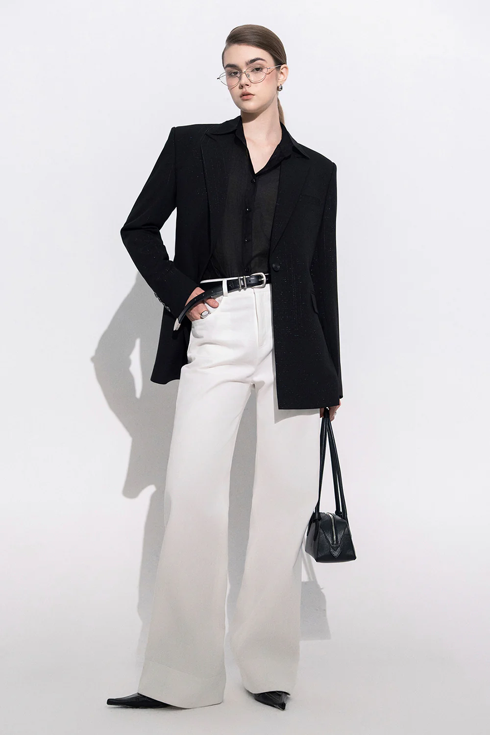 Leslie Straight Notch Lapel Twill Blazer