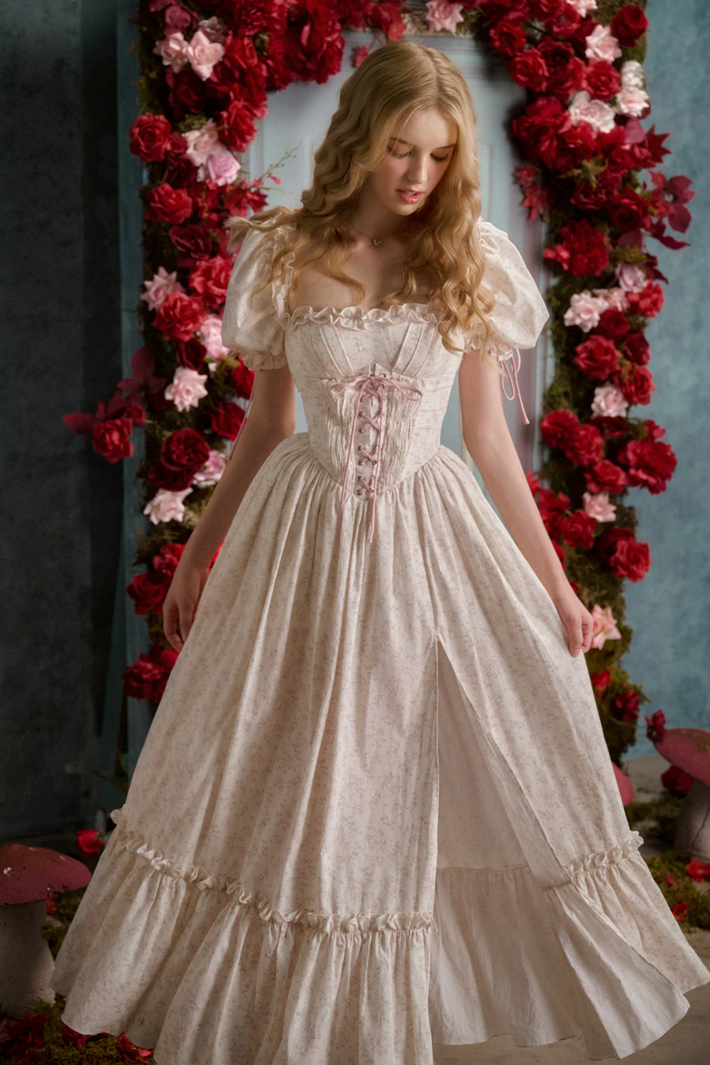 Summertime Sadness A-line Puffy Sleeved Cotton Maxi Dress