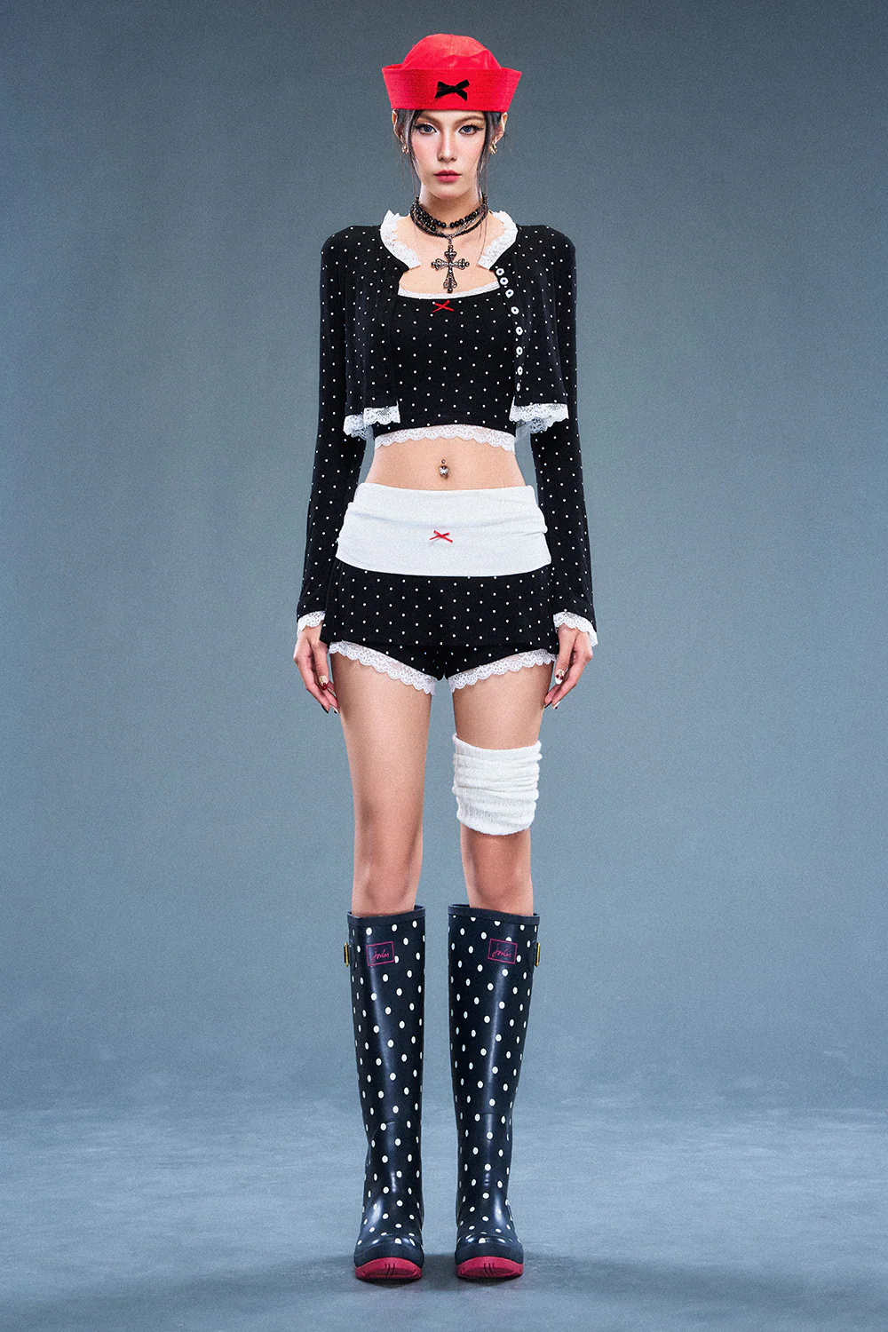 Void Cardigan Round Neck Spandex Top