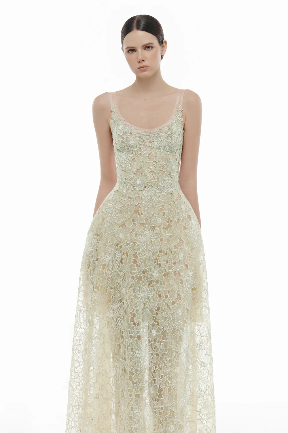 Coralie Scoop Applique Midi Dress