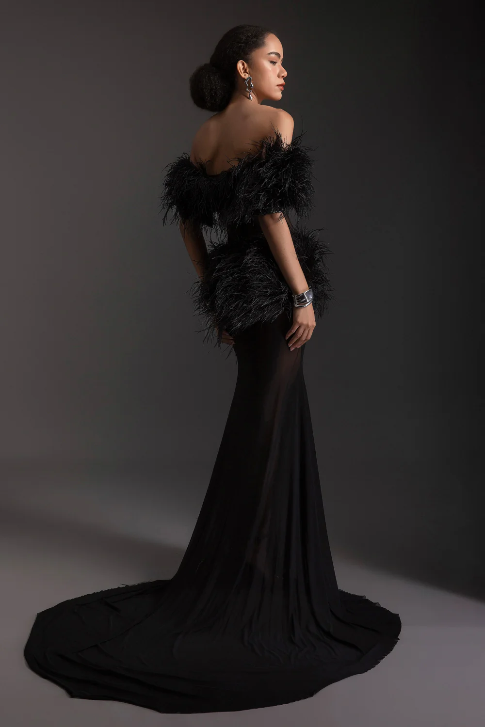 Kassidy Mermaid Feather Maxi Dress