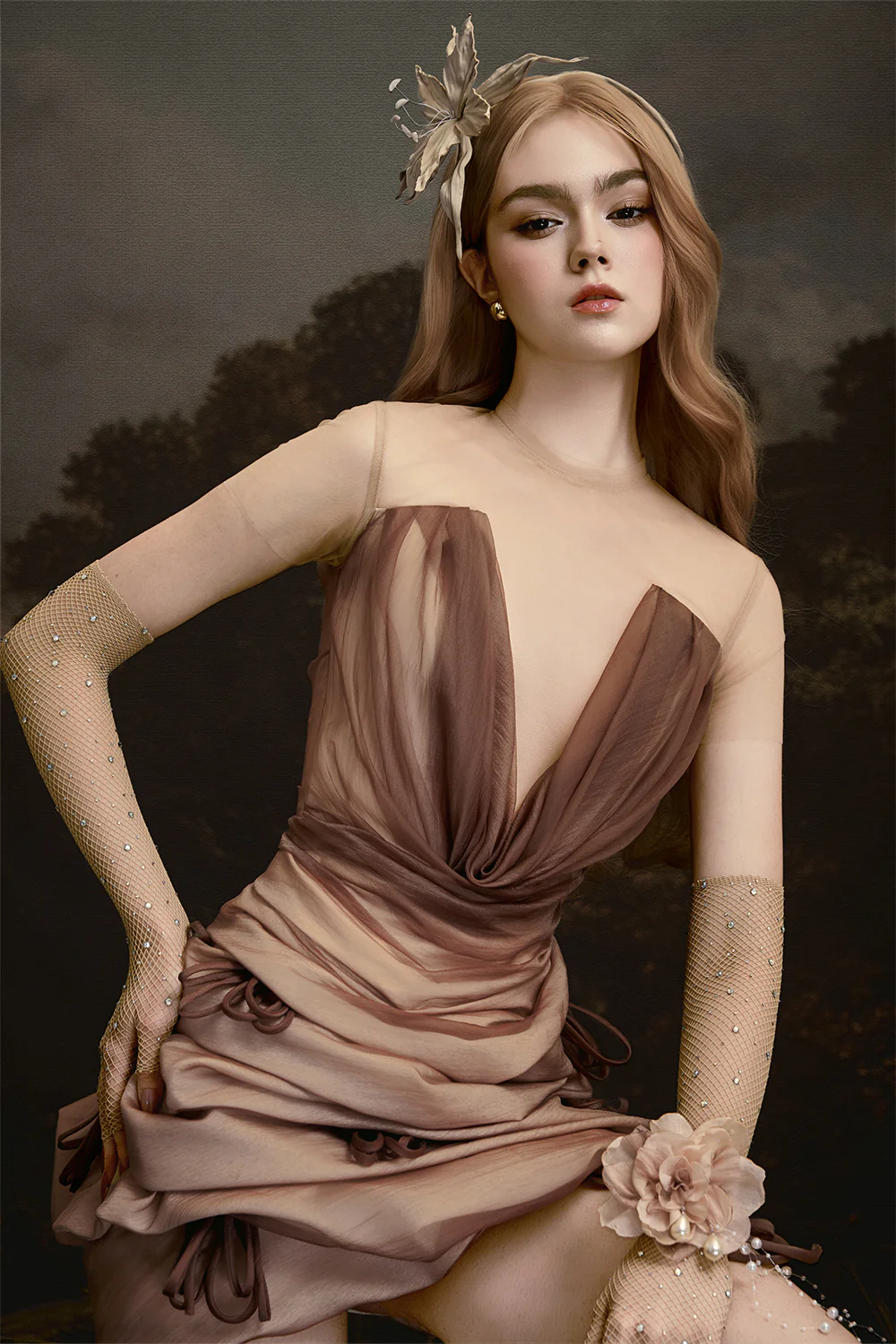 Sunset Flower Chiffon Brooch