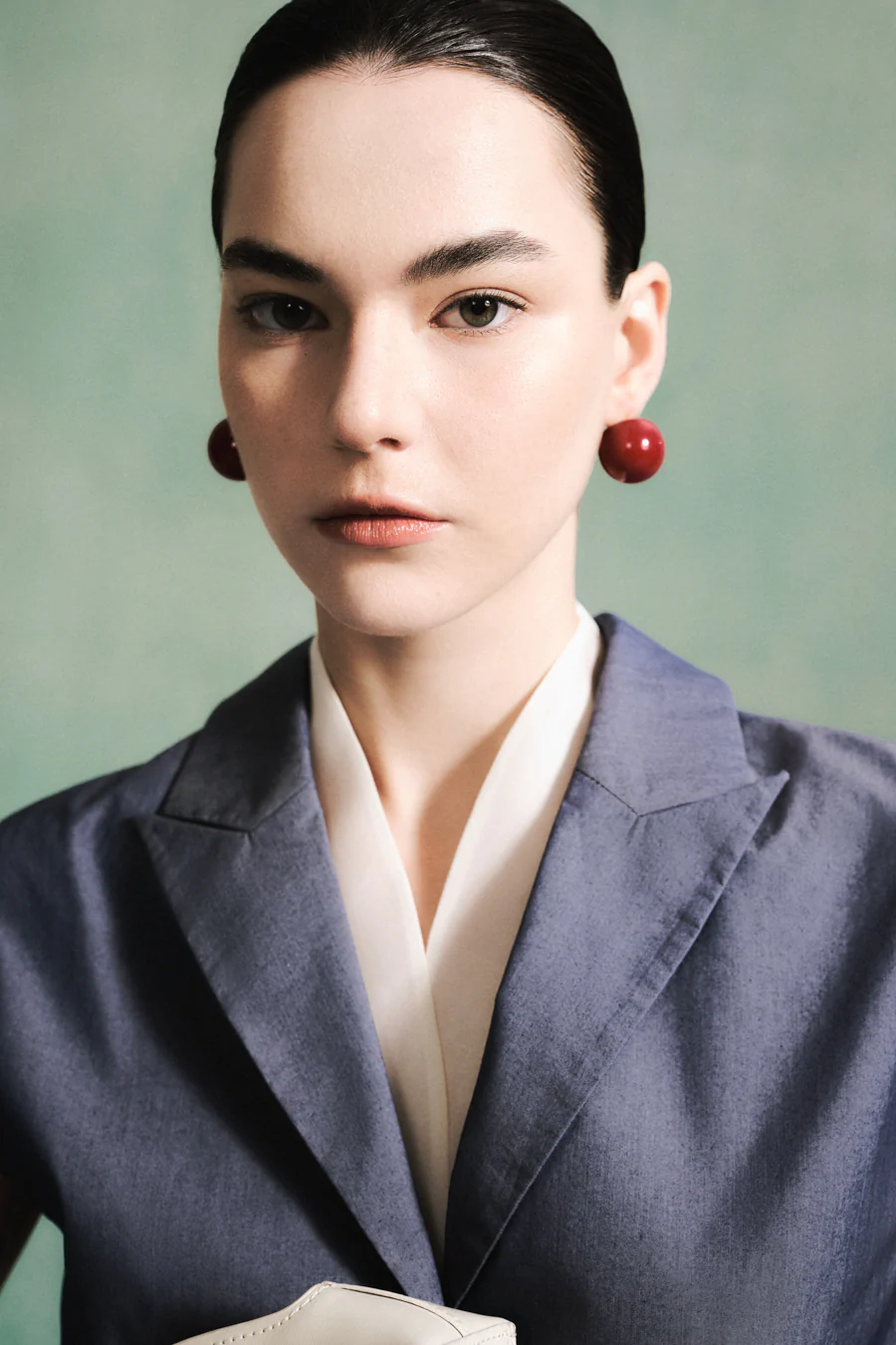 Kenzie Peplum Contrasting Collar Taffeta Top