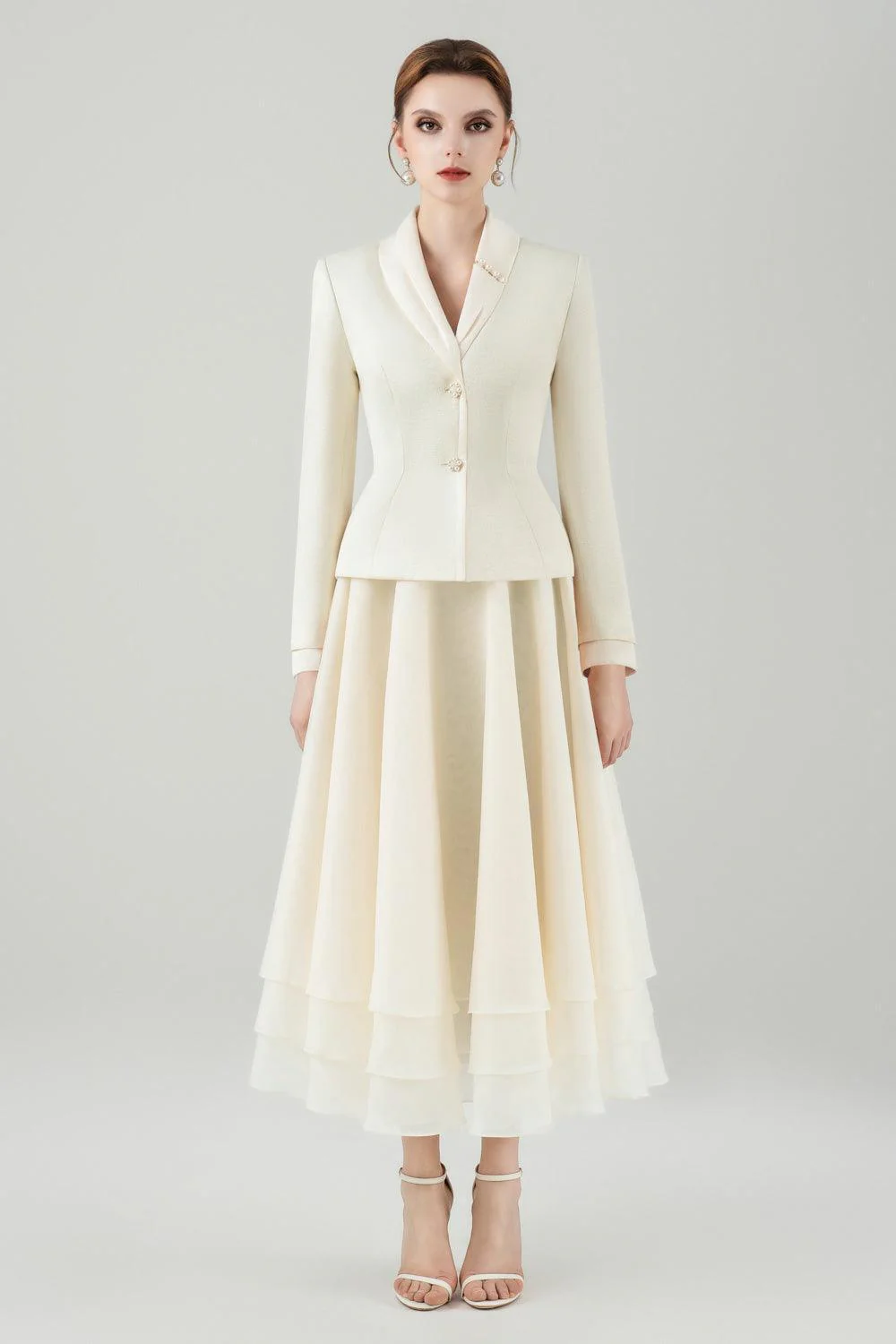 Orsola Layered Draped Rayon Midi Skirt