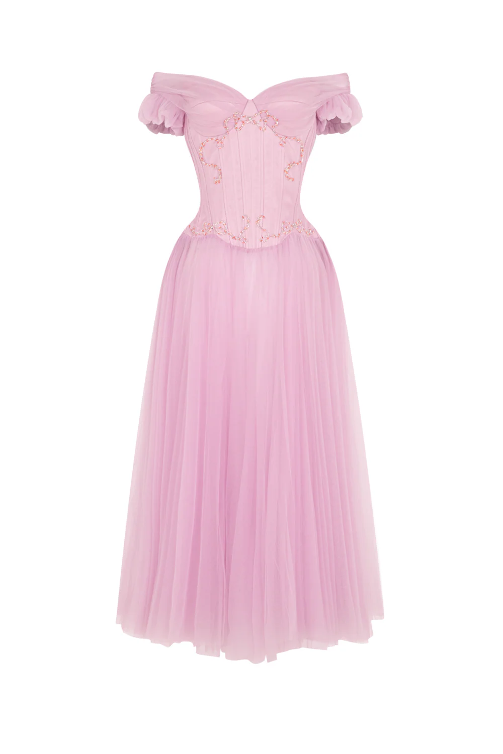 Brumelle Sweetheart Bead Midi Dress