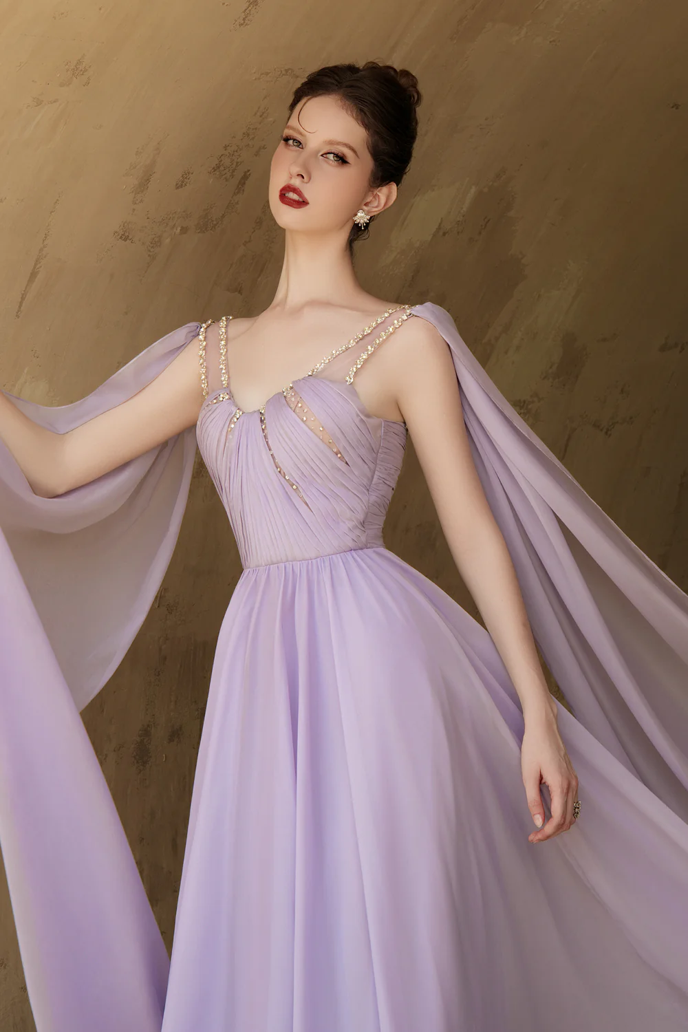 Violette A-line Scoop Neck Silk Blend Maxi Dress