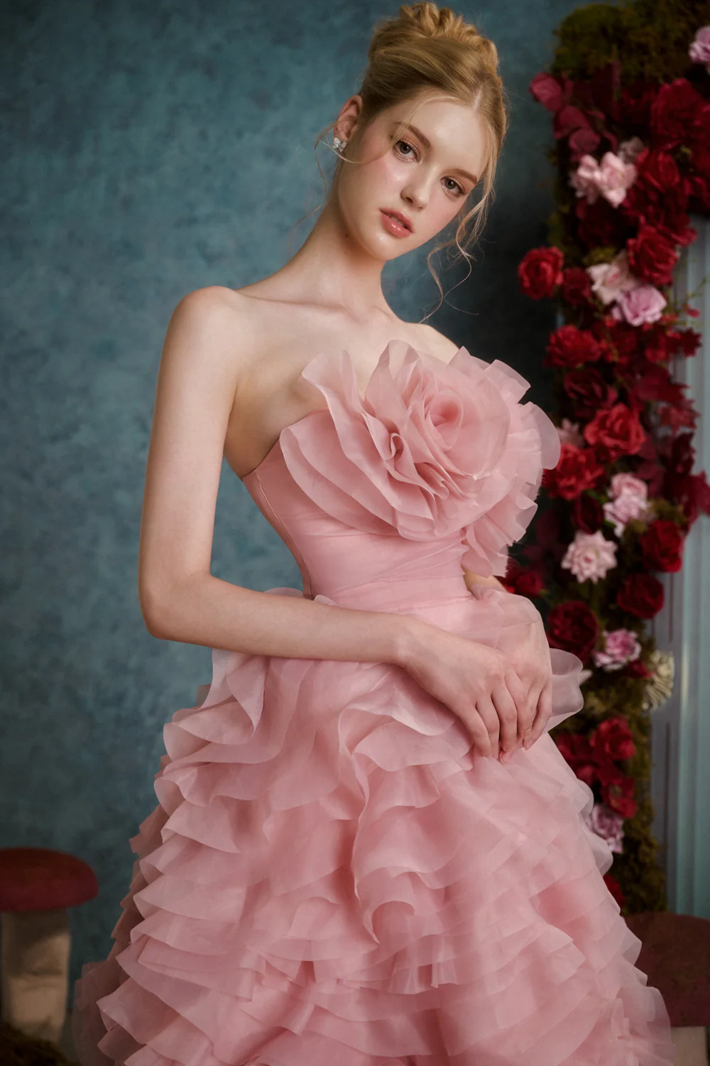 Rosie Ball Gown Ruffle Layer Organza Floor Length Dress