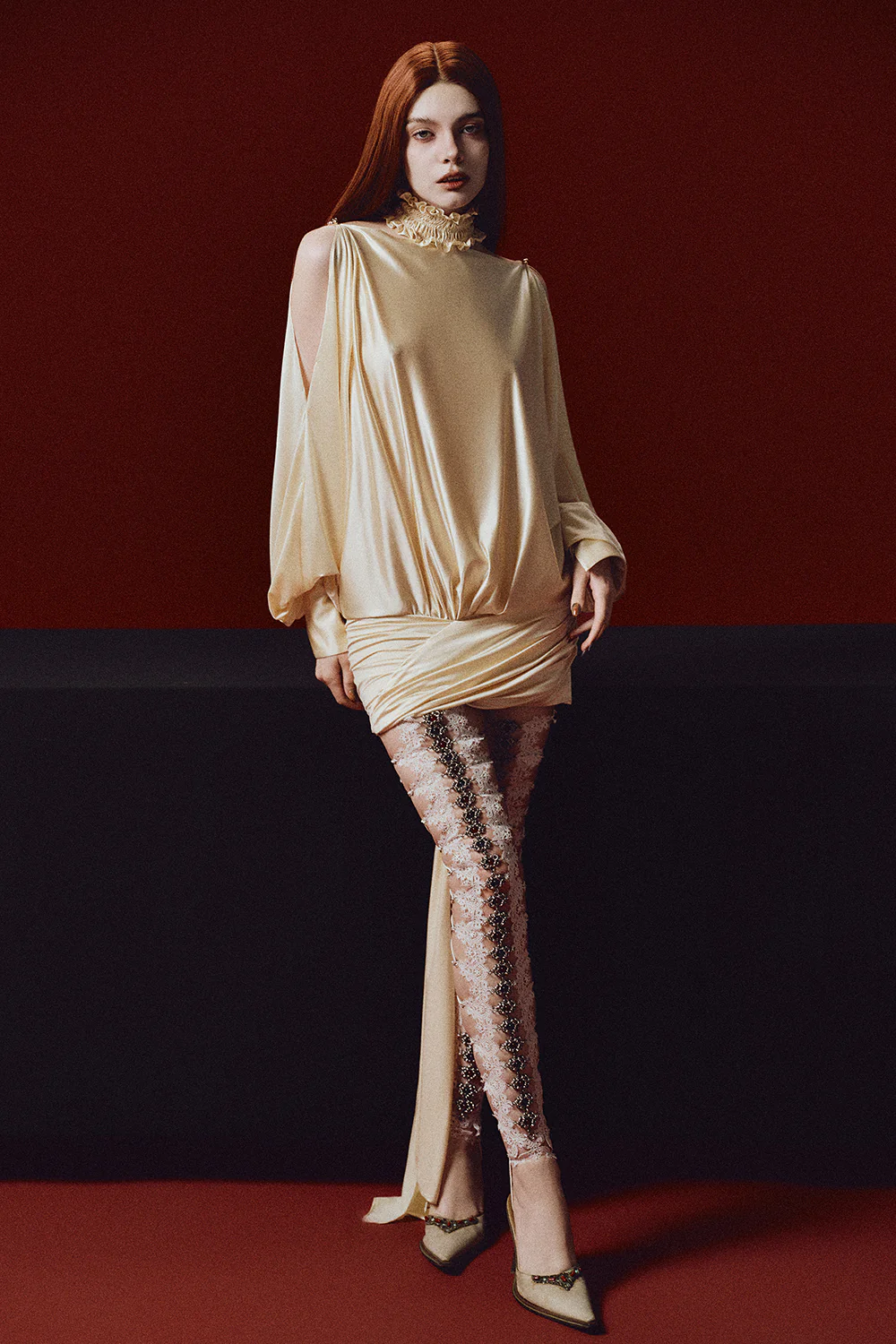 Portia Blouson Ruffle Mini Dress