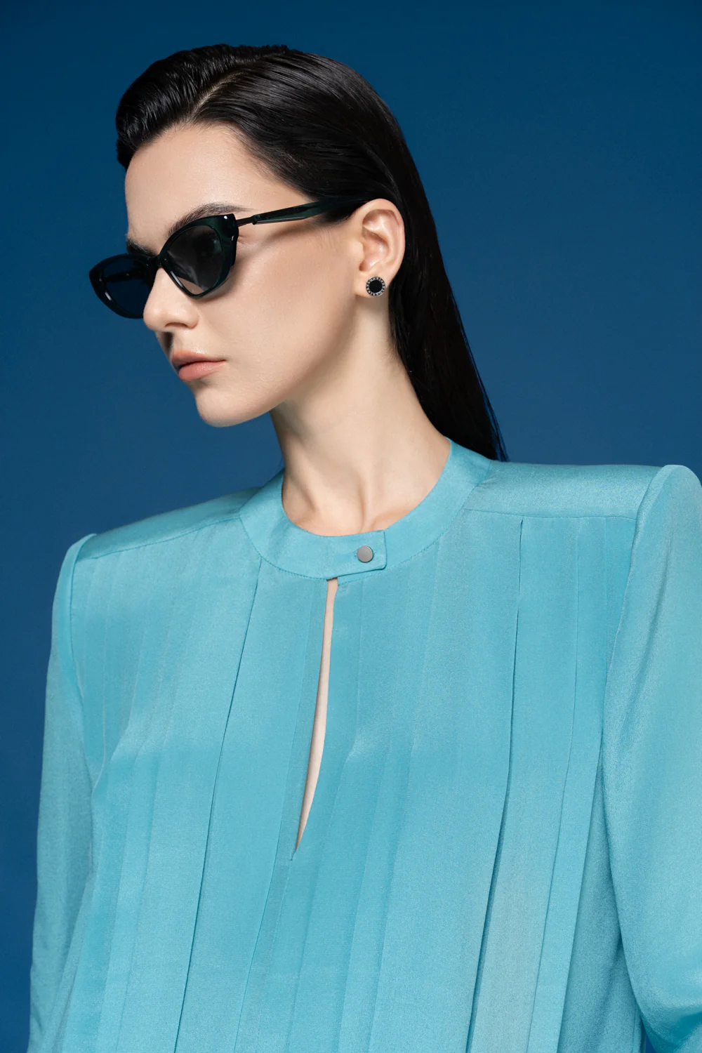 Sorbonne Straight Round Neck Silk Chiffon Mini Dress