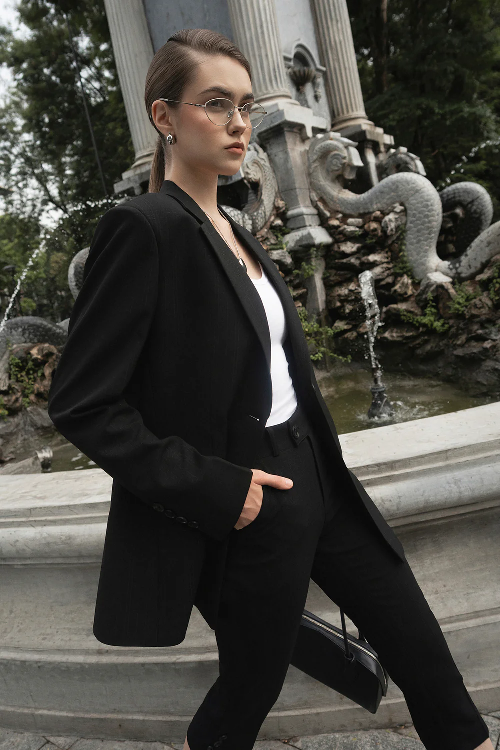 Liiz Straight Button Twill Below The Knee Pants