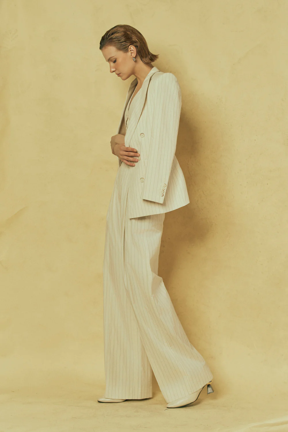 Sunbeam Straight Double Breasted Cotton Blend Blazer