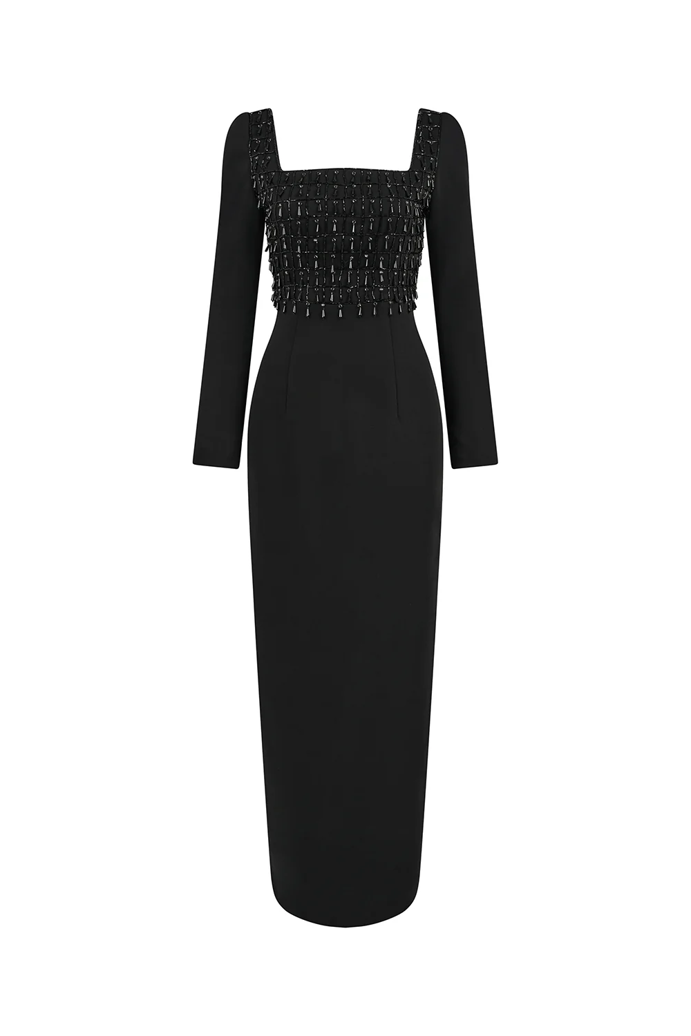 Starlight Sheath Back Slit Poly Silk Ankle Length Dress